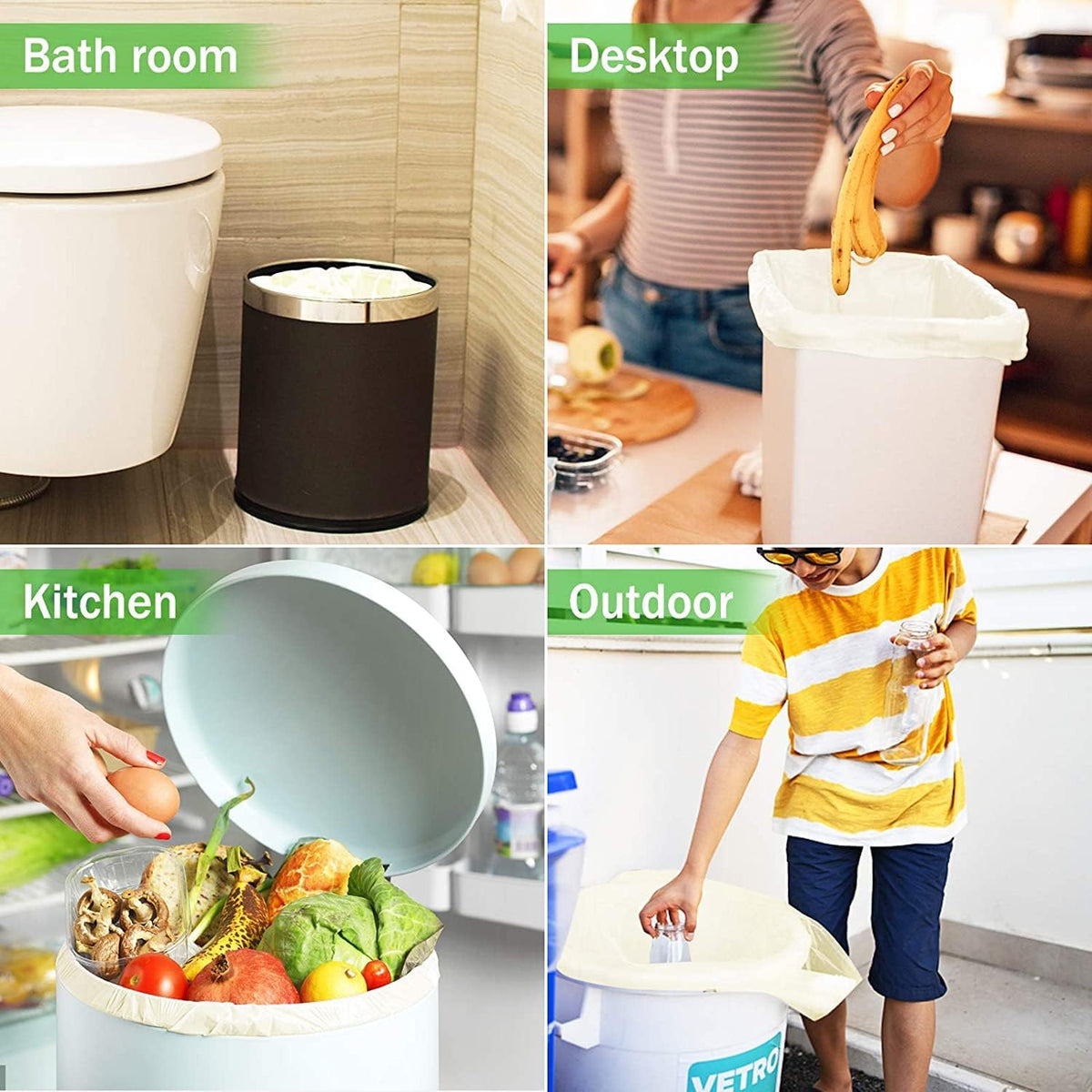 Compost Bags 4-5 Gallon with Handles Tie Extra Thick 0.78 Mils Wastebasket Liners Bags for Kitchen