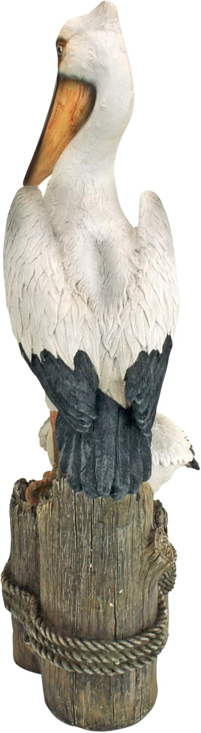 Design Toscano Coastal Decor Ocean's Perch Pelicans Garden Bird Statue, 9 Inch Wide, 24 Inch Tall