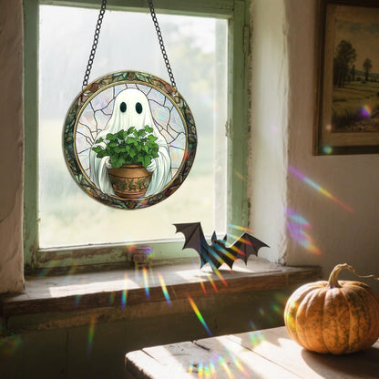 Halloween Sun Catcher - 8 Inch Round Suncatcher for Window Hanging Decoration - Creates Indoor