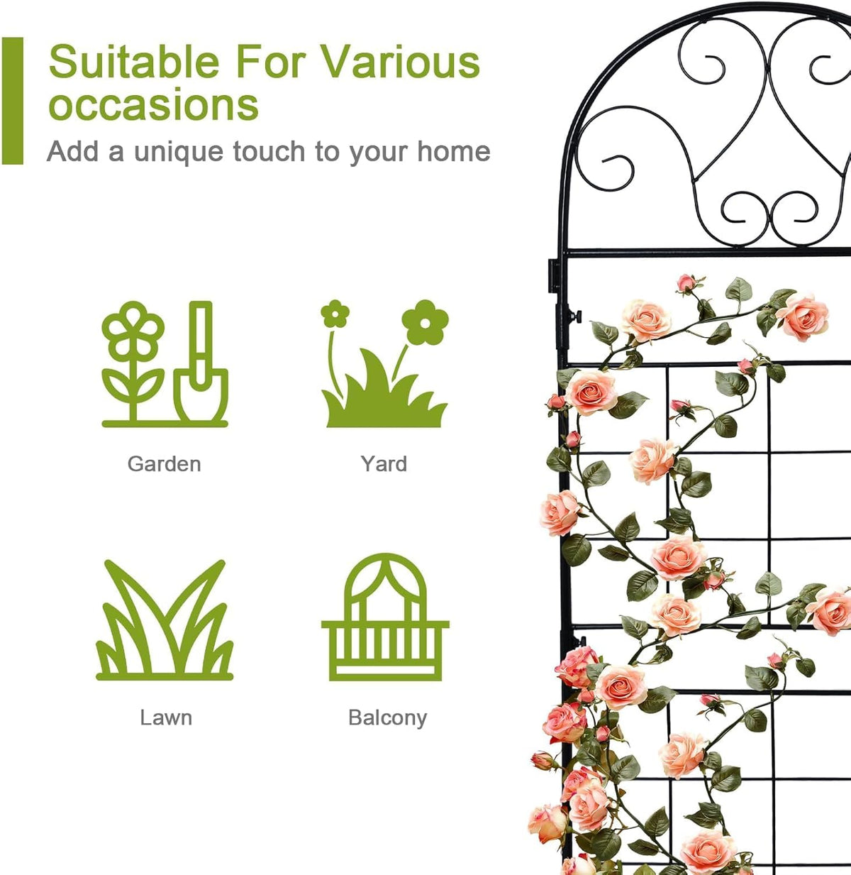 hogardeck 1PC 45x35 Inch Heavy Duty Metal Trellis - Black Rustproof Coated Outdoor Garden Support