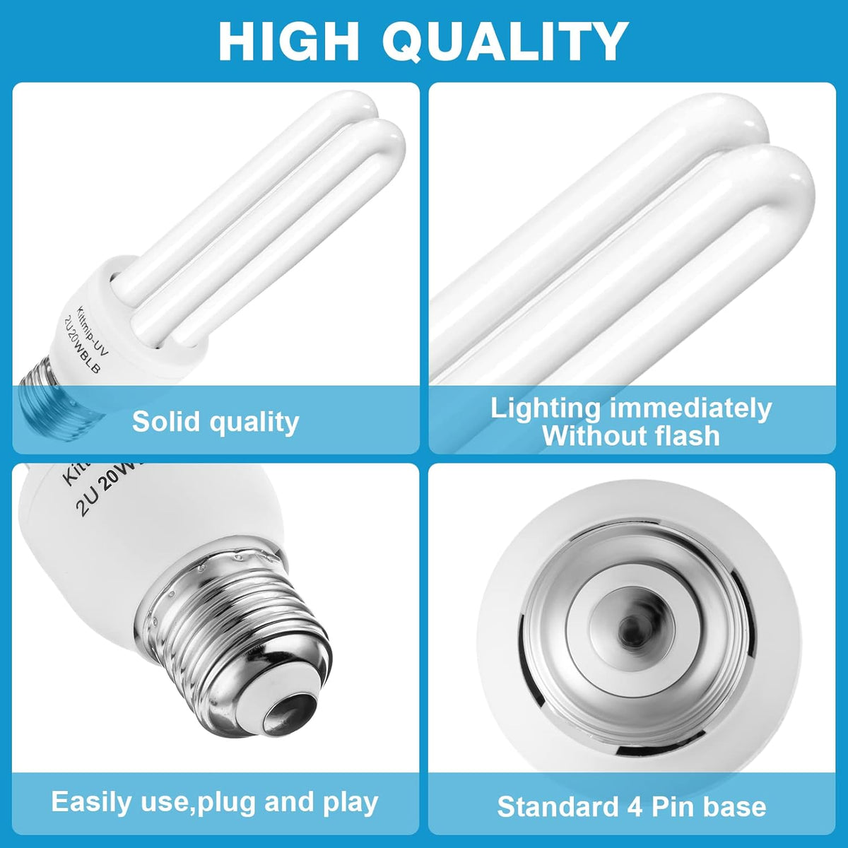 2 Pieces Bug Zapper Light Bulb 2U Type E27 20W Replacement Bulbs Compatible with Homesuit, Keuomy