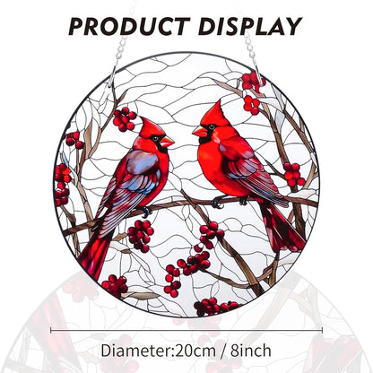 8" Cardinal Window Decorations– Acrylic Hanging Ornament for Door & Window, Decorative Accent for