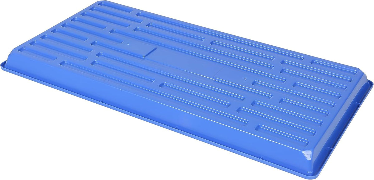 SUNPACK 10" x 20" Heavy Duty Shallow Plastic Seed Starting Tray, Blue, 1" (Pack of 10) - No