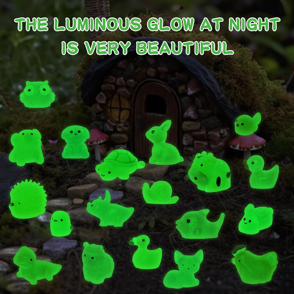 240 Pcs Luminous Mini Resin Animals 30 Styles Miniatures Animal Figurines Glow in the Dark Tiny