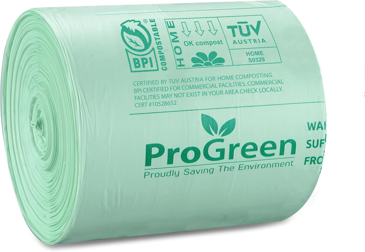ProGreen Compostable Trash Bags, Extra Thick, Compost Kitchen Bin Bags, Food Scraps Yard Waste