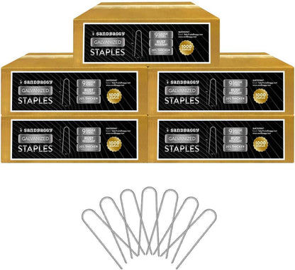 Sandbaggy Galvanized 6-Inch Landscape Staples ~ 9 Gauge Steel - Fabric Pins, Garden Earth Stakes