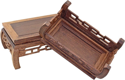 GOLDY&WENDY Vase Lamp Teapot Wooden Oriental Style Rectangular Base Rosewood Solid Wood Carving