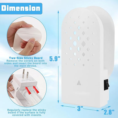 2 Packs Plug-in Mosquito Traps with 10 Glue Boards, Indoor Wall Insect Catchers with 365nm
