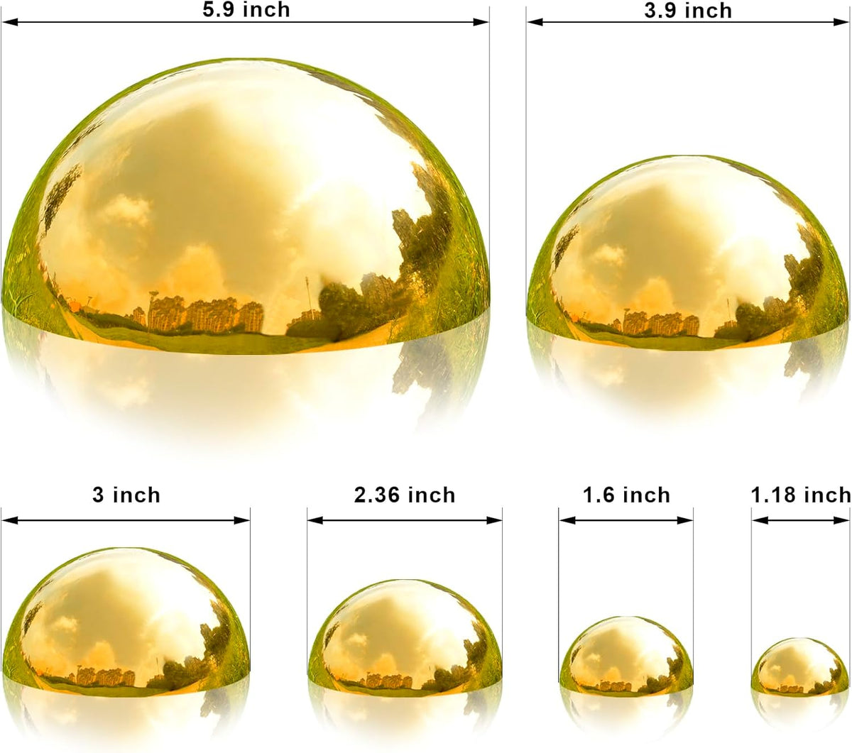 Nerien Gazing Ball, Stainless Steel Garden Mirror Globe, Polished Ornament Sphere, Hollow Floating