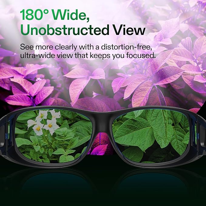 VIVOSUN Grow Room Glasses, Indoor Hydroponics LED Grow Light Glasses, Anti-UV Glasse for Visual Eye