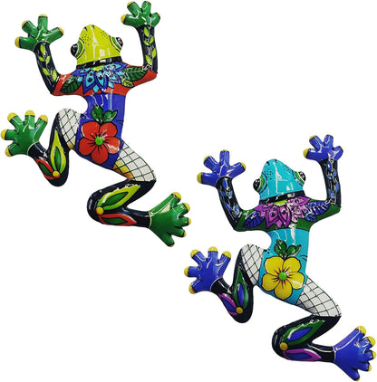 John's Studio 2Pcs Metal Frog Wall Decor Outdoor Garden Hanging Art Sculptures Home Ocean Theme