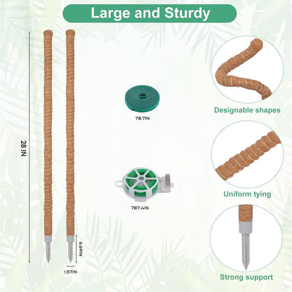 2 Pack Moss Pole, 28 Inch Monstera Plant Support, Moss Poles for Climbing Plants Indoor DIY, Coco