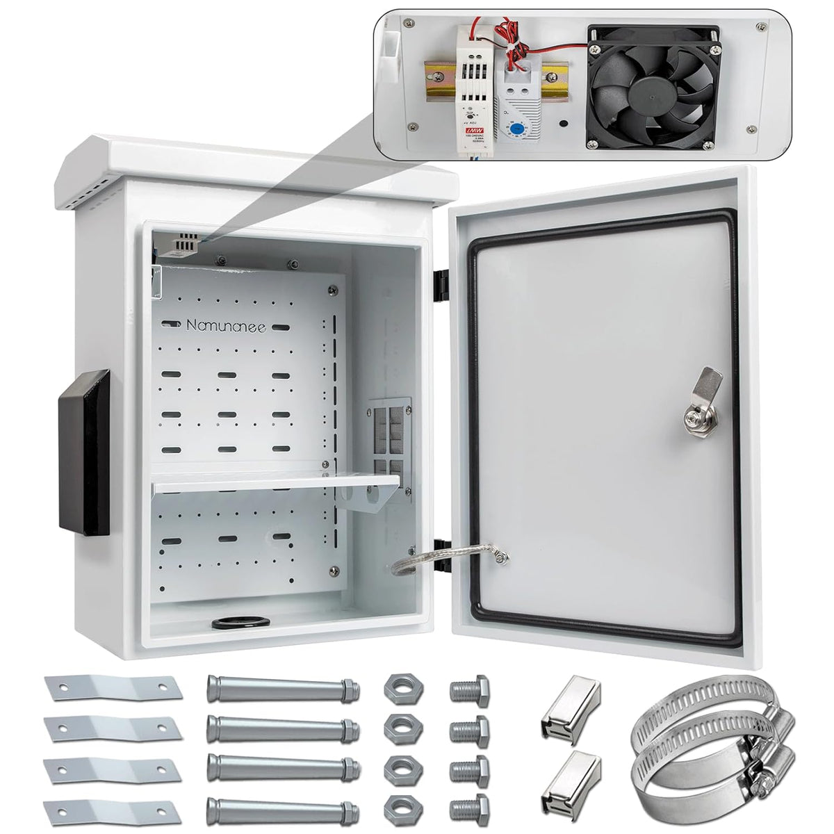 Outdoor Electrical Box with Thermostat and Fan, Cold-Rolled Steel Plate, Aluminum Alloy Back Beam