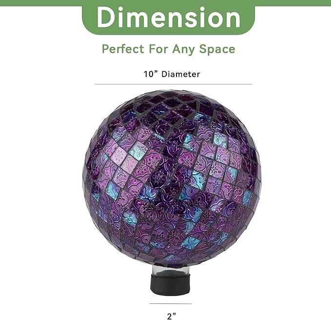 Lily's Home Glass Gazing Ball | Holographic Effect, Stunning Rainbow Color Reflection Effect