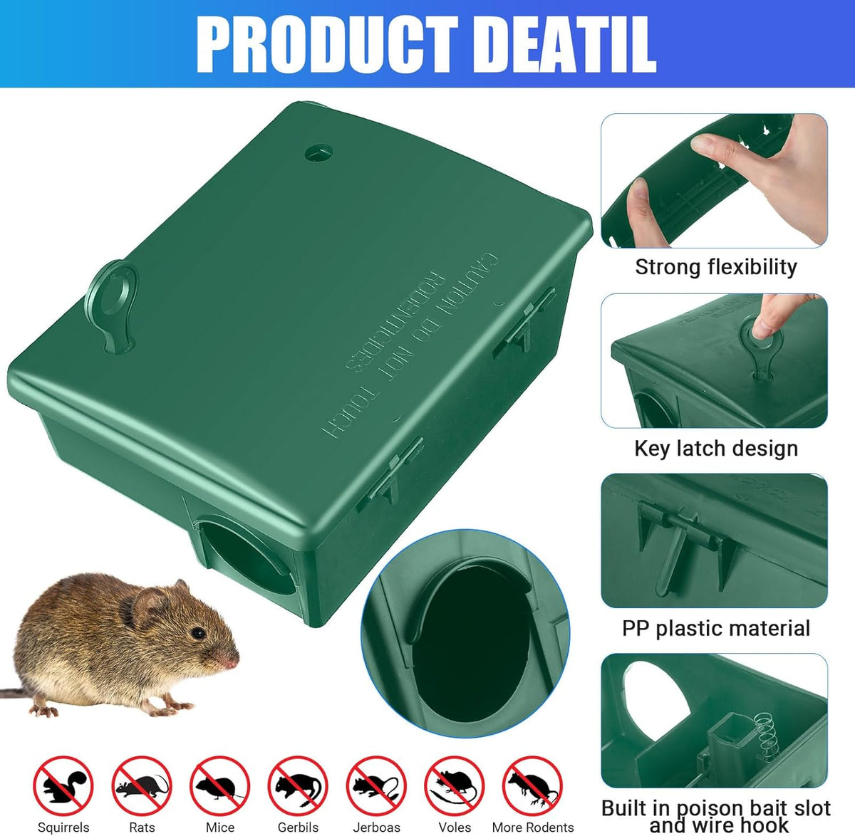 4 Pack Rat Bait Stations Large Rodent Bait Station with Key Reusable Mouse Bait Stations Mice Bait