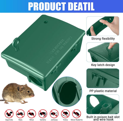 4 Pack Rat Bait Stations Large Rodent Bait Station with Key Reusable Mouse Bait Stations Mice Bait