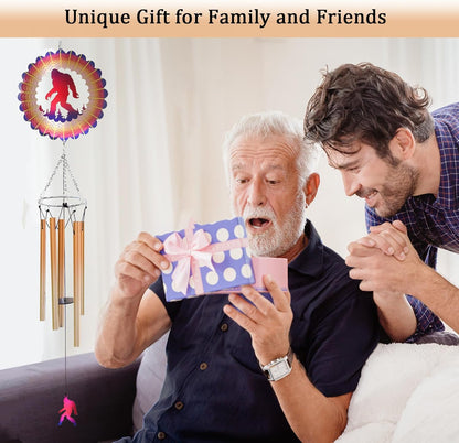 Wind Chimes for Outside with Bigfoot Wind Spinner, Unique Big Foot Wind Chime Gifts for Men Dad