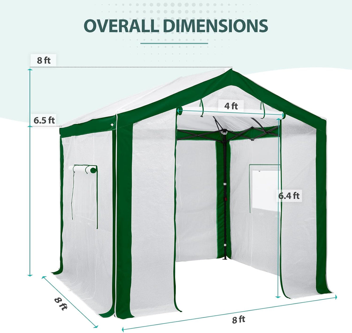 EAGLE PEAK 8x8 Portable Walk in Greenhouse with Polyester Reinforced Corners, Heavy Duty Instant