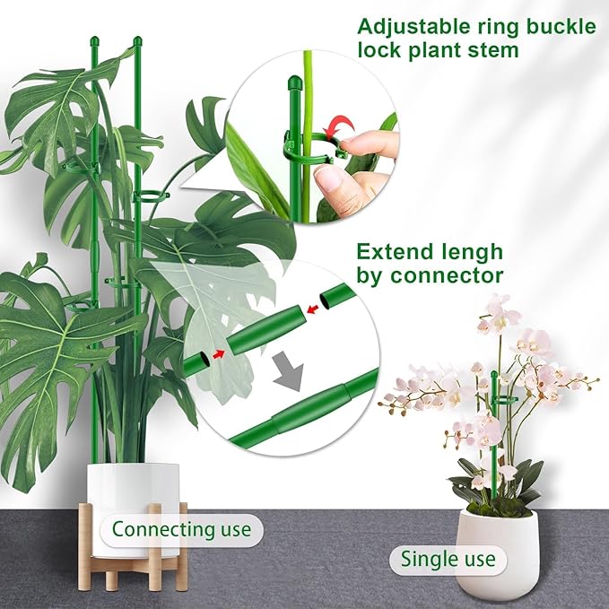 Plant Stakes 17 inch 10Pcs SupKing Support Stick Orchid Stakes with Clips Garden Plant Poles