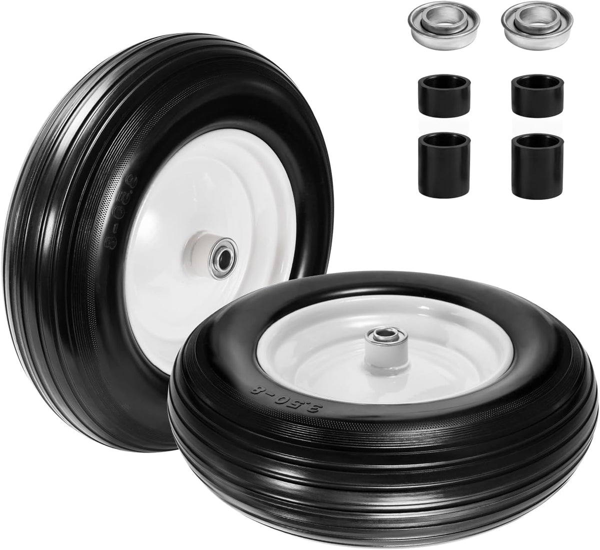 (2-Pack) Fits 4.80/4.00-8, 3.50/2.50-8, 4.00-6, 4.00-8 Wheelbarrow Wheels,14.5" Wheelbarrow Flat