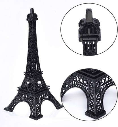 ESHATO Black Metal Eiffel Tower Statue, 7inch Decorative Figurine Replica Stand Holder for Cake