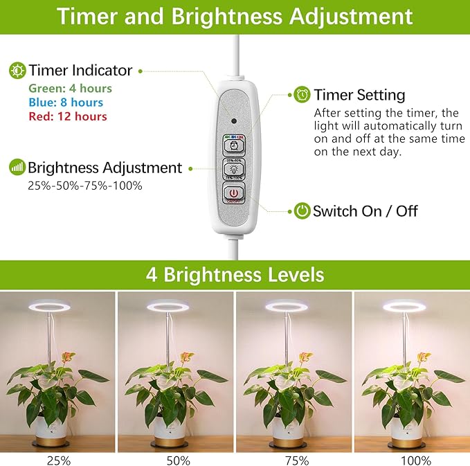 LORDEM Grow Light, LED Plant Light for Indoor Plants Growing, Full Spectrum Desk Growth Lamp with