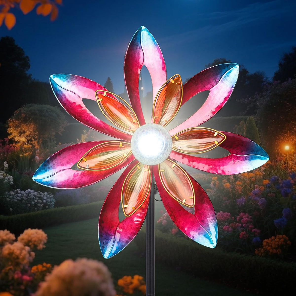 WONDER GARDEN Wind Spinners for Yard and Garden-Solar Wind Spinner - 5.2 FT Wind Sculptures &