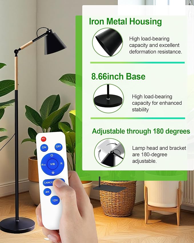 Standing Plant Grow Light, LED Growing Light Full Spectrum for Indoor Plants，4/8/12H Timer, Flow