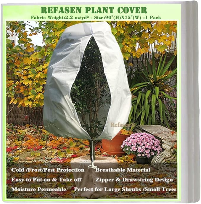 Plant Covers Freeze Protection,90”H X75”W 2.2oz Frost Blankets for Outdoor Plants Frost Cloth with