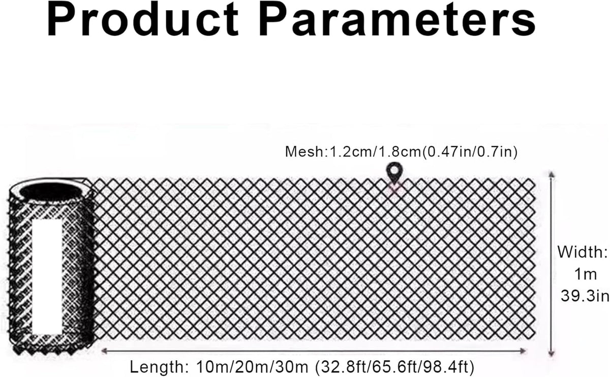 White Garden Fence Mesh 39.3″ Wide Safety Netting Plastic Net Fencing Roll Balcony Protection