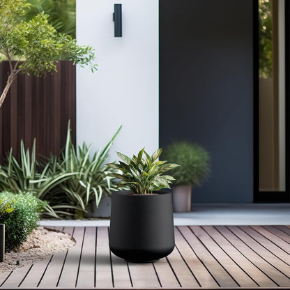 Kante 11.6" Dia Round Concrete Planter, Outdoor Indoor Large Plant Pots Containers with Drainage