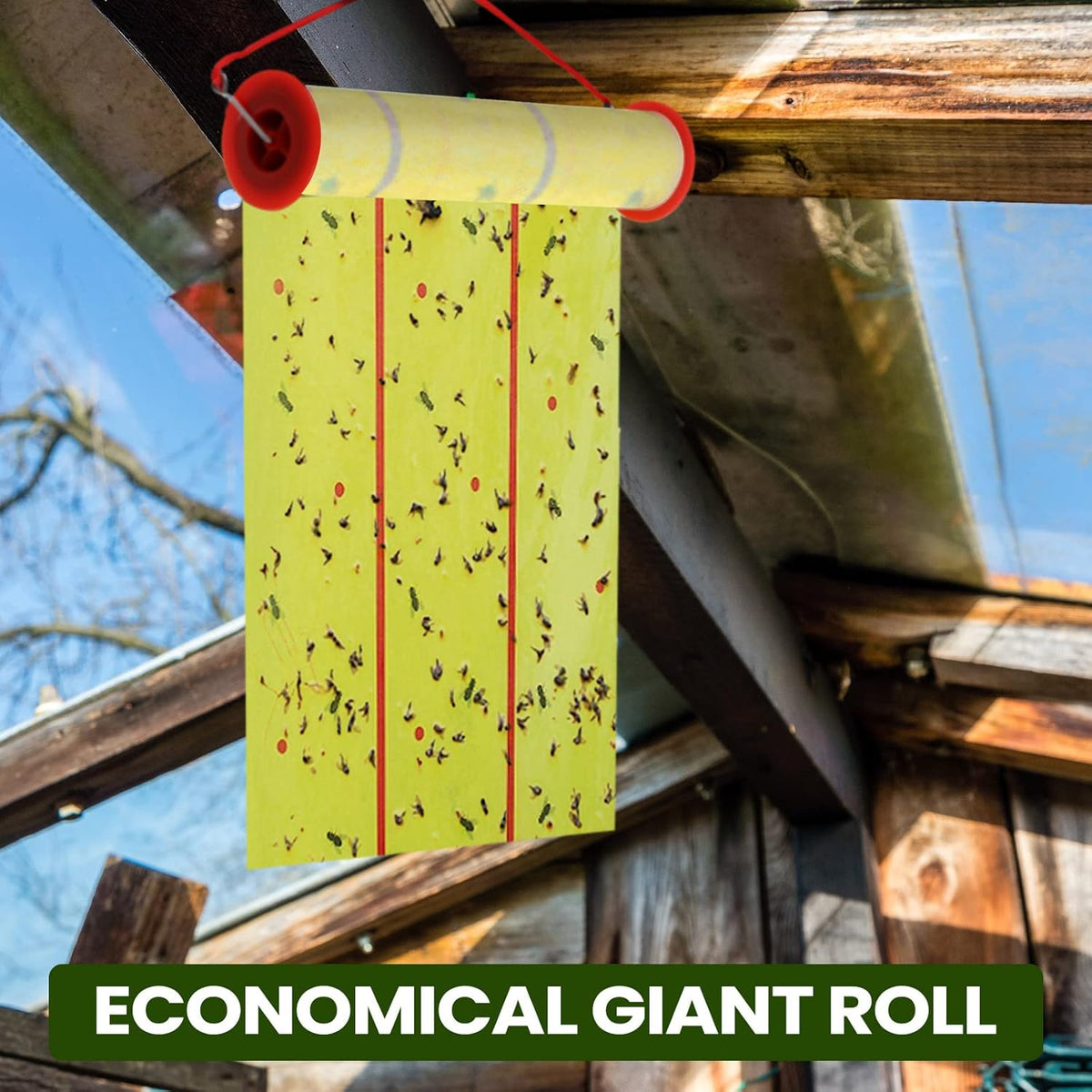 Qualirey Giant Sticky Fly Traps,30 Feet Fly Strips for Indoor Outdoor Hanging Flying Tapes Non