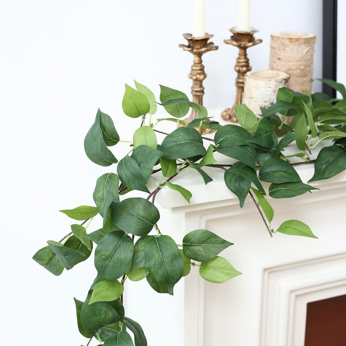 mizii 5 Pack 365" Artificial Scindaps Vines Garland Fake Vine with Silk Green Leaves Faux Hanging