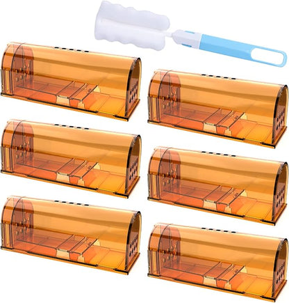 6 Pack Live Mouse Traps No Kill, Humane Mouse Traps Indoor for Home, Reusable Mice Trap Catcher for