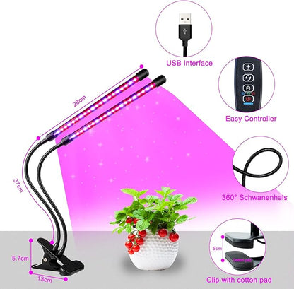 Grow Lights for Indoor Plants, Full Spectrum LED Plant Lamps with Clips and 3m Cables for Seeding