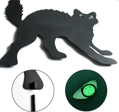 WAIU Halloween Metal Cat Yard Stakes Glow in The Dark Black Cat Silhouette Outdoor Decor for Garden