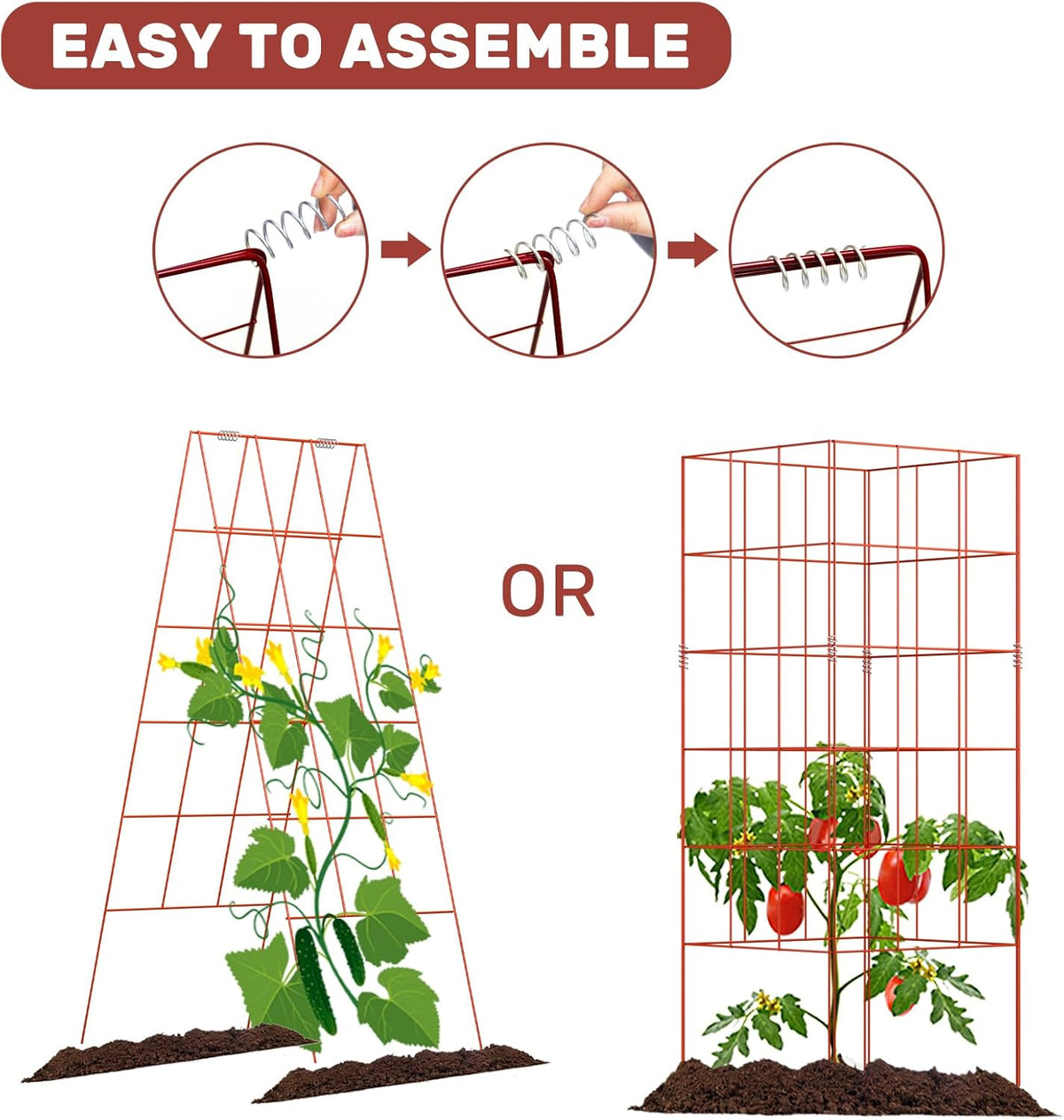 DOEWORKS Cucumber Trellis, 48" High Foldable A Frame Garden Trellis, 2 Pack, Plant Support for