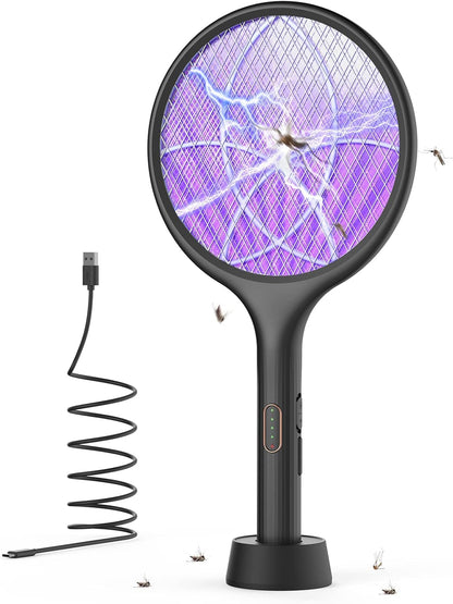 YISSVIC Electric Fly Swatter 4000V Bug Zapper Racket Dual Modes Mosquito Killer with Purple