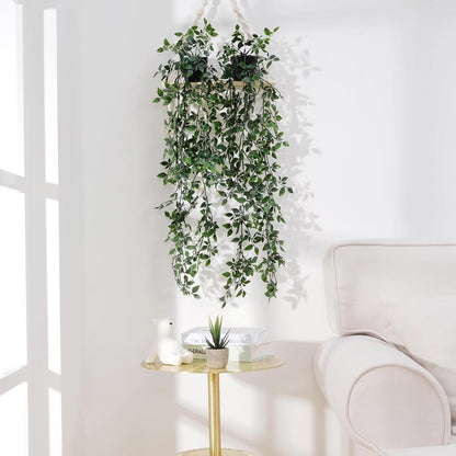BLEUM CADE Fake Hanging Plants, 2pcs Artificial Hanging Potted Plant, Faux Mandala Vines Hanging