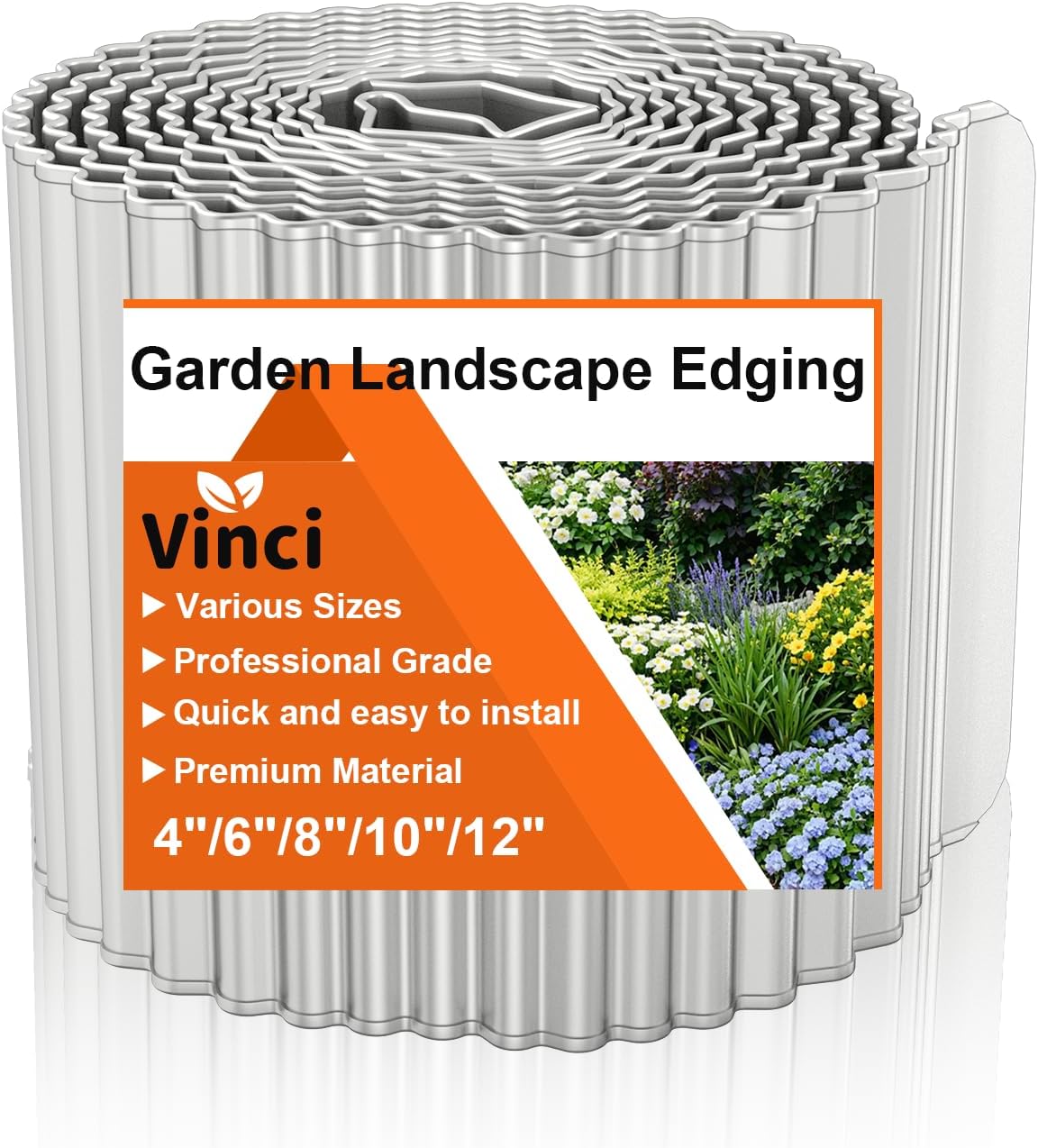Vinci Garden Landscape Edging Border, 6 Inch x 20 FT Corrugated Sturdy Metal Easy Installation Safe