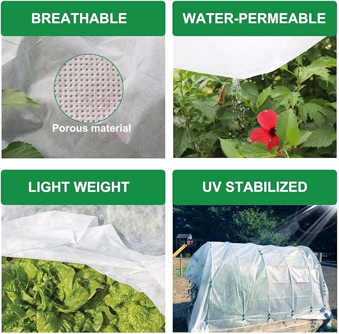 KLEWEE Plant Covers Freeze Protection 10 x 50 Ft, 1.05 oz/yd² Thicker Frost Cloth Plant Freeze