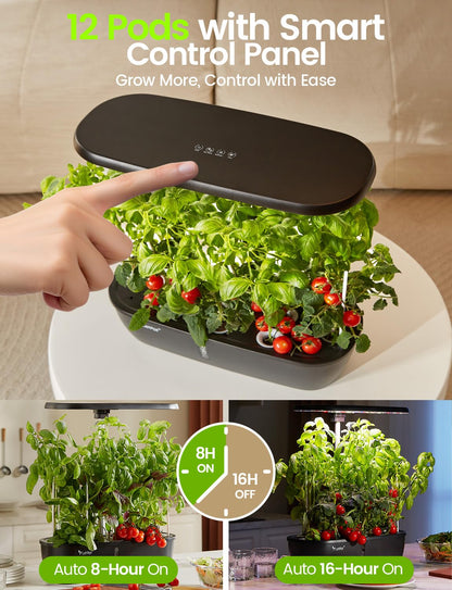 LETPOT Hydroponics Growing System, 12 Pods Indoor Herb Garden Kit with 24W LED Grow Light, 5.5L