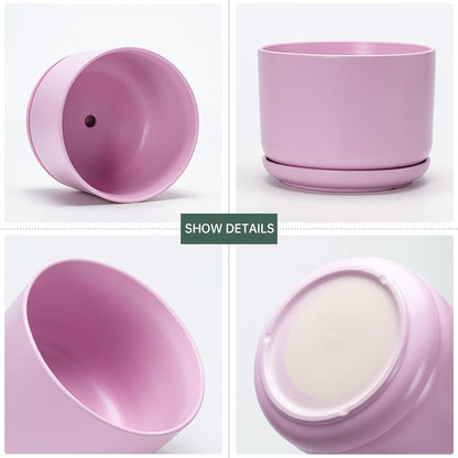 Ton Sin Plant Pots, 4.1+5.1+6.5 inch, Set of 3, Ceramic Planters with Drainage Hole and Saucer