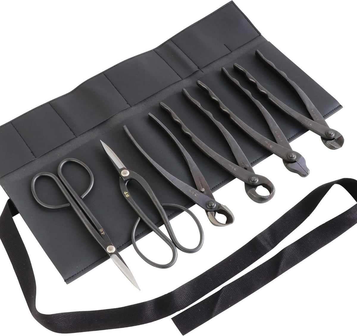 Wazakura Japanese 6PCS Bonsai Scissors and Branch Cutter Tool Kit with Roll Bag: Japanese Yasugi