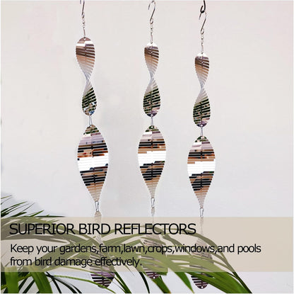 Metal Bird Scare Discs Set-Highly Reflective Double-Sided Bird Reflectors,Extra Sparkly Wind