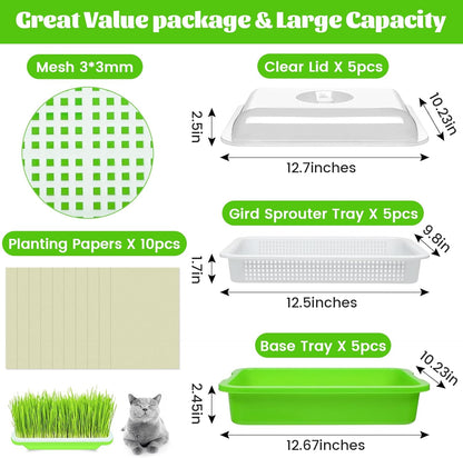 Legigo 5 Pack Seed Sprouter Trays with Lids- Soil-Free Cultivation Germination Tray, BPA Free Micro