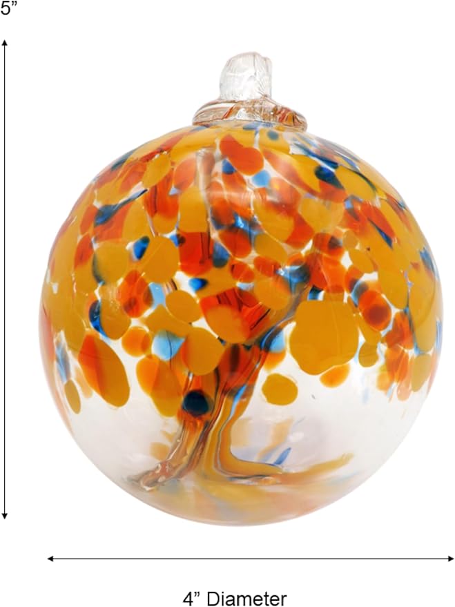 Dale Tiffany Hand Blown Glass, 4" Diameter Aura, Tree of Life Collection, Witch Globe Hanging