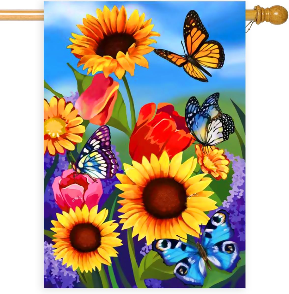 large Garden Flag 28x40 Double Sided sunflower flag, monarch Butterfly Floral Flower Welcome Garden