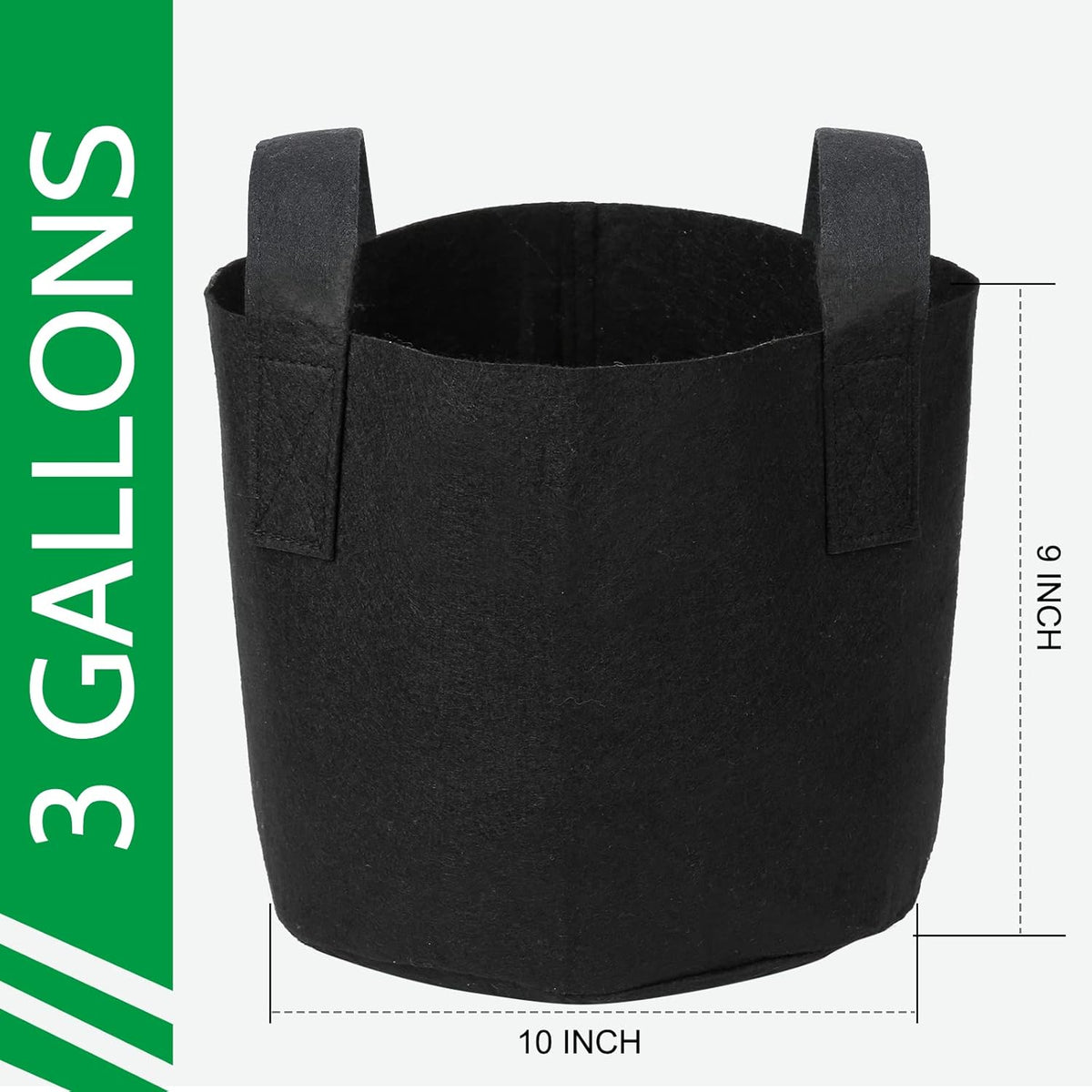 JERIA 24-Pack 3 Gallon Nonwoven Grow Bags, Plant Grow Bags，Heavy Duty Aeration Fabric Pots with