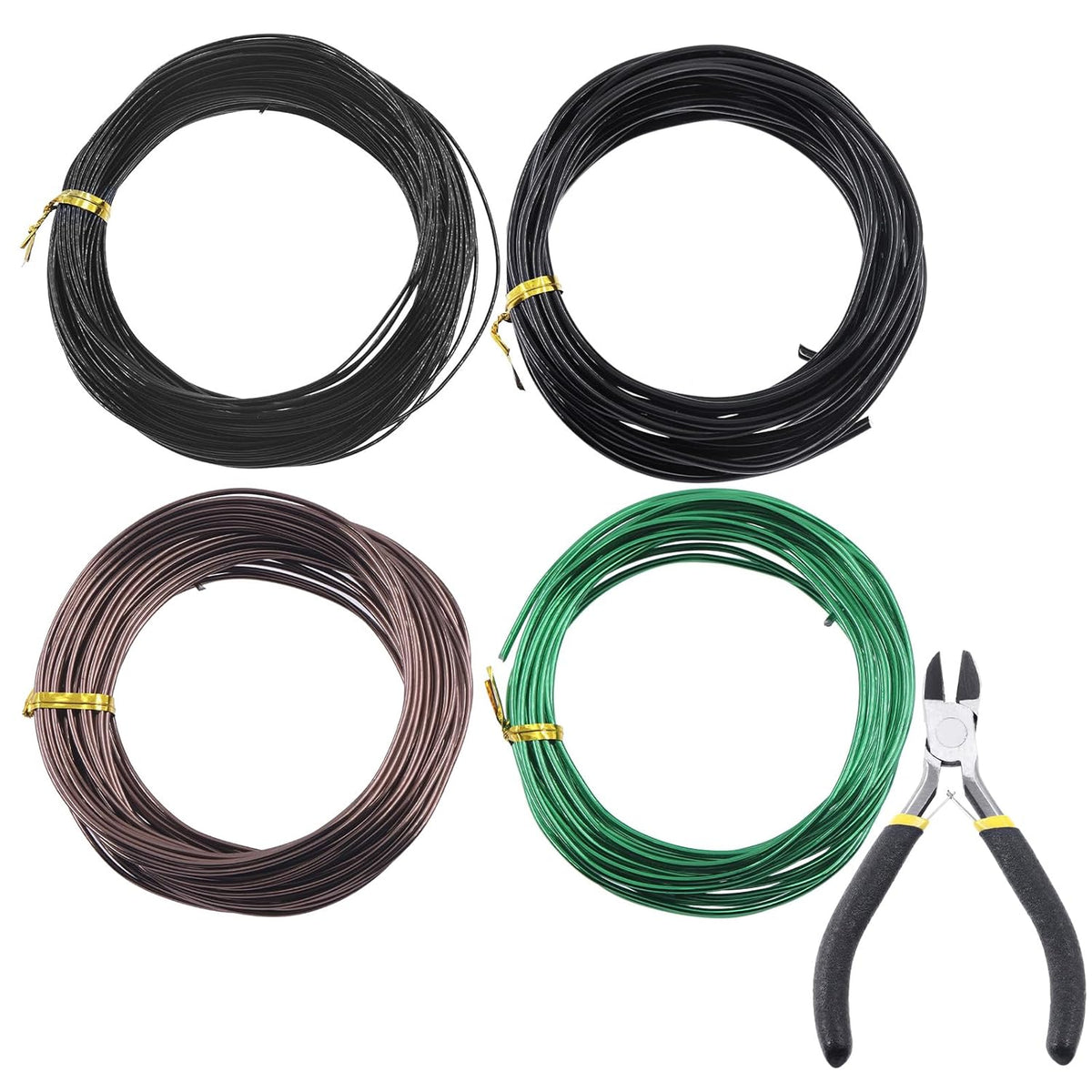 Glarks 4 Rolls Bonsai Wires Kit, 2mm 3mm 1mm 1.5mm Aluminum Bonsai Training Wire Tree Branches with